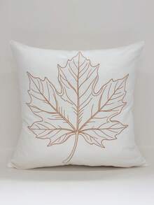 1pc Minimalist Maple Leaf Line Embroidery Pillow Case, Autumn Atmosphere Home Decor, Living Room Sofa Square Decorative Cushion Cover - Multicolor - View 9