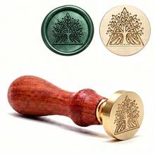 1 Set Tree Of Life Pattern Wax Seal Stamp With Wooden Handle + 2.5cm Stamp Head, Suitable For Weddings And Personalized Gifts, Envelope Sealing, Gift Packaging, Invitation Personalized Wax Seal - Tree Of Life Series Stamp + Handle - View 8