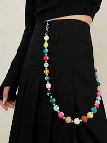 2026 New Billiard Ball Chain Pants Chain Fashion Unisex Accessory Y2K Punk Hip-Hop Multi-Functional Keychain Bag Chain, Unisex Hip-Hop Style Single Layer Acrylic Dice Waist Chain/Pants Chain, Versatile Body Accessory, Random Color Sequence - Multicolor - View 9