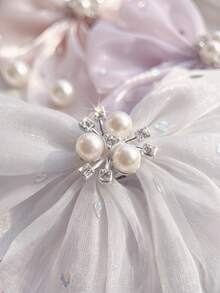 6/3/1/Multi-Color Pearl Rhinestone Satin Bow Hair Clip, Durable And Gentle On Hair, Basic Sweet And Cute Hair Accessory-Suitable For Women And Girls, Daily School Party Vacation - Multicolor - View 5