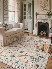 1pc Animal Pattern Carpet, Bohemian Style Machine Washable Living Room Rug, Vintage Soft Dining Room Carpet, Non-Slip Wear-Resistant Large Floor Mat, Suitable For Office, Bedroom, Living Room, Entryway Welcome Mat - Beige - View 8