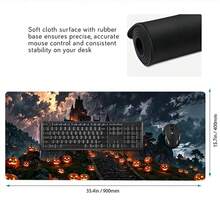 Alas Mouse Karet Motif Kastil Halloween Menyeramkan Ukuran Ekstra Besar, Alas Meja Karet Tahan Air Anti Selip, Alas Mouse yang Lebih Panjang, Dekorasi Meja Estetis untuk Bermain Game, Bekerja, Kantor, dan Dekorasi Rumah - View 8