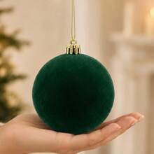 1pc 10cm Christmas Velvet Decorative Ball, Soft Velvet Texture Round Hanging Ornament, Multi-Color Options, Holiday Atmosphere Decoration, Suitable For Christmas Tree, Home Party, Festive Events And Indoor Decor - Multicolor - View 6
