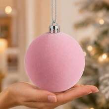 1pc 10cm Christmas Velvet Decorative Ball, Soft Velvet Texture Round Hanging Ornament, Multi-Color Options, Holiday Atmosphere Decoration, Suitable For Christmas Tree, Home Party, Festive Events And Indoor Decor - Multicolor - View 10