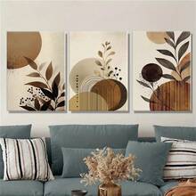 1PC Abstract Botanical Wall Art, Minimalist Modern Textured Geometry Canvas Prints Retro Classic Decor Poster Fashion Paintings Suitable For Living Room Bedroom Bathroom Kitchen Home Office Dormitory Wall Decor Picture Optional Frame - Multicolor - View 4