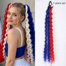Women Synthetic Long Curly Wavy Ponytail Extension, Heat Resistant High Density Fake Hair, Natural For Cheer, Sports, Party, Festival Occasions - Multicolor - View 9