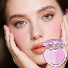 CZEL Heart-Shaped Dual-Color Blush Palette, Matte Texture Layerable & Long-Lasting Pigment, Built-In Mirror, Cute Heart Makeup Blush, Suitable For Daily Makeup - B03 - View 8