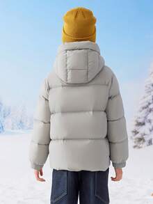 Balabala Kids Thick Padded Coat Soft Warm Outerwear Loose Jacket For Boys Girls Winter Daily Outfit - Cold Gray - View 3