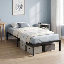 Sour Lemon Metal Bed Frame, Silent Stable And Minimalist Youth Bed With Slatted Base And Storage, 90x200 Cm/140x200 Cm Black - Black - View 14