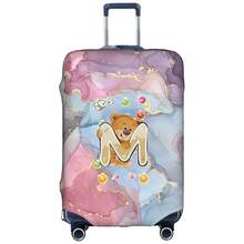 Marble Gradient Background Cute Teddy Bear Letter Luggage Suitcase Cover, Elastic Stretch Luggage Protector Sleeve, Scratch-Resistant Dust-Proof Reusable Travel Accessory - Multicolor - View 91