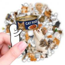 Human & Feline Meme Sticker Pack 50 Sheets, Transparent PET Cute Pet Graffiti Stickers For Item Personalization & Scrapbook - 50 PCS - View 6