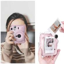 Bộ ốp bảo vệ trong suốt cho Mini 12, vỏ bảo vệ trong suốt có túi sau + dây đeo vai nhiều màu + nhãn dán hoạt hình, ốp bảo vệ trong suốt như pha lê cho máy ảnh lấy liền, vỏ PV dễ lắp đặt, chống ố vàng, chống rơi, chống trầy xước, phụ kiện bảo vệ máy ảnh chụp hình - Xem 2