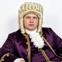 Men Retro 18th Century Historical Curly Judge Lawyer Cosplay Wig, Cream Blonde Synthetic Baroque Rococo Style Costume Wig For Party, Halloween, Stage Performance Role‑Play, European Noble Themed Events - Multicolor - View 4