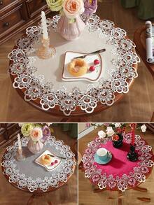 ABEST6522 Home&Living store 100% Polyester Water-Soluble Lace Patchwork Placemat, Multi-Color, Round Shape, New Year Decor, Home Decor, Holiday Decor, Wedding Table Mat, Party Placemat, 1pc - Multicolor - View 1