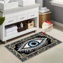 1pc 2D Flat Evil Eye Pattern Design Microfiber Bath Rug,Non-Slip Soft Bathroom Mat,Doormat,Water Absorption Mat,Machine Washable,Low Pile,TPR Backing,Knit Fabric,ForBedroom,Kitchen, Entryway,Indoor Use,Accessories & Home Decor,Perfect New Home Gift. - C - View 7