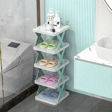 Space-Saving 9-Tier Vertical Shoe Rack - Narrow Plastic Organizer For 9 Pairs, Easy Assembly, Ideal For Entryway, Closet, Hallway, Bathroom, Dorm - Sturdy, Stackable Design, Shoe Storage Organizer - Multicolor - View 4
