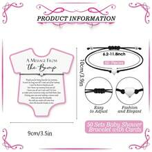 1/5/10/15/20/30 Sets Heart Pendant Wish Bracelets With Pink Cards, Baby Shower Favors, Gender Reveal Gifts - Pink - View 2