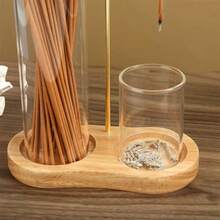 Inverted Incense Holder With Wooden Base And Glass Tube, Zen Hanging Incense Burner For Aromatherapy Meditation, Creative Design Backflow Incense Burner With Glass Tube And Wooden Base, Suitable For Home, Yoga Studio Zen Decor - 1PC - View 7