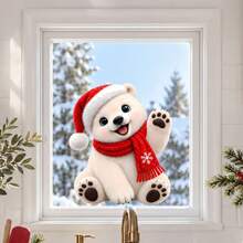 Christmas Animal Window Clings, Cute Penguin Bunny Puppy Window Sticker, Holiday Glass Window Decoration, Christmas Home Decor - Cute Animals - View 8
