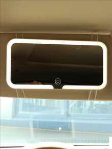 Espejo de vanidad de coche LED removible - Espejo de maquillaje conveniente para el lado del pasajero del coche para retoques rápidos, compatible con múltiples modelos de vehículos, accesorio colgante de espejo de coche NI1V - [Material ABS ordinario] Cerámica blanca 1 pieza - Ver 14