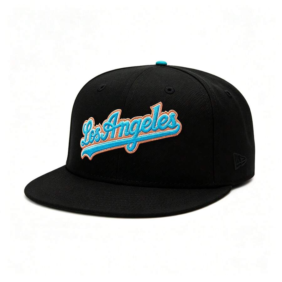 New Era 9FIFTY Adjustable Flat Brim Baseball Cap, Unisex Fashion Hat, 71619 - Black - View 1