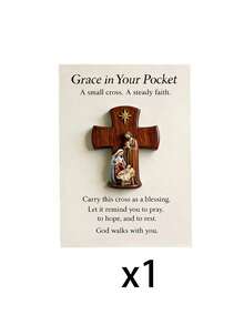 1/5/10pcs Jesus Cross Prayer Statue, One Statue Of Cross With Virgin Mary, Joseph And Jesus, Comes With Prayer Card, Inspirational Card Suitable For Christian Prayer Gift, Faith-Based Cross Gift - View 8