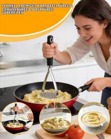 26cm Potato Masher Stainless Steel, Potato Press For Homemade Mashed Potatoes - Silver - View 5