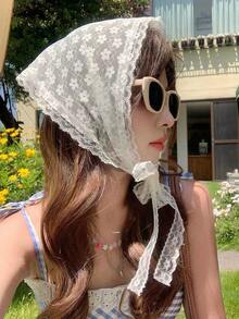 1pc Lace Floral Triangle Waist Belt, Suitable For Wearing With Pants, Can Also Be Used As A Headscarf, Applicable To Various Fashion Styles - Multicolor - View 6