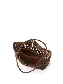 Women's Woven Tote Shoulder Bag, Hollow Design Woven Long Handle Large Capacity Vacation Casual Beach Handbag - Multi-color - View 5