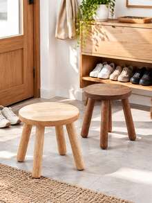 1pc Modern Solid Wood Round Stool, Indoor Plant Stand, Garden Bench, Mid-Century Style Plant Stool, Detachable Wooden Legs, Suitable For Plant Stand, Kitchen, Bathroom, Bedroom, Living Room - Multicolor - View 2