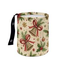 1pc Festive Christmas Pattern Folding Car Trash Can, Modern Style Polyester Flat Print, 18.5*15cm, Hanging Storage Bucket Organizer For Vehicle Interior, Portable Waste Container, Practical Holiday Gift For Mom Women Female Friends - Multicolor - View 19