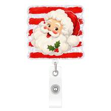 1pc Christmas Santa Claus Easy-Pull Square Striped Christmas Element Rotating Badge Clip - Multicolor - View 9