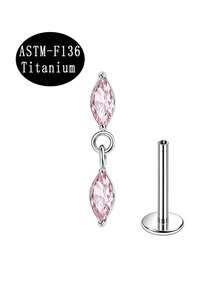 1pc ASTM-F136 Titanium Flat Back Stud Earrings Lip Stud Internally Threaded Clear CZ Labret Monroe Cartilage Rook Conch Tragus Piercing Jewelry - Star - View 13
