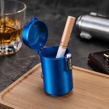 1pc Portable Metal Can Shaped Ashtray With Flip Lid And Keychain, Suitable For Outdoor, Home, Car Use, Ashtray Gift - Multicolor - View 7