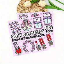 Bold Easy Glow Cosmetics Coloring Book, Kawaii Makeup, Lipstick, Perfume & Nail Art Line Art, Relaxing Activity Book For Beauty Lovers - Multiple Styles - View 5