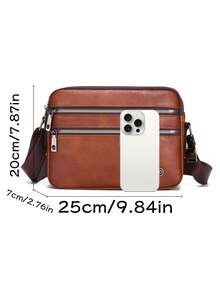 1pc Men's Business PU Camera Bag, Vintage Style, Personal Item Storage Bag, Travel & Commute, Perfect Gift For Boyfriend - Crossbody Bag - View 3