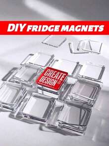 DIY Fridge Magnet Making Kit | Transparent Acrylic Square Blank Sheets | Handmade Craft Gift Materials - DIY Refrigerator Magnet Material Kit - View 1