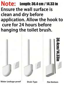 1pc Silicone Toilet Brush, Non-Scratch, Drill-Free Wall-Mounted Base Holder, Compact Size For Easy Storage And Organization, Anti-Roll And Anti-Drip Design, Suitable For RVs, Travel Trailers And Campers - A. - View 10