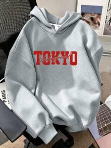 Teen Girls Hooded Sweatshirt, Red Letter And Red Sports Car Print, Soft And Machine Washable, Suitable For Travel, School And Shopping - Grey - View 4