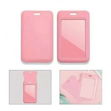 Pink ID Card Holder With Retractable Badge Reel Clip, Anti-Theft Card Sleeve, Pink Thumb Slot Hard Plastic Card Protector, Expandable ID Card Holder, Medical Insurance Card Protector, Waterproof Medical Card/Social Security Card Protector, Transit Card Holder - Pink - View 7