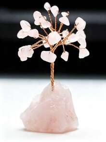 1pc Natural Crystal Tree Shaped Quartz Ornament (Random Base Style, Asymmetrical), Paired With Copper Wire, Can Be Used As Bedroom Desktop Home Decor, Simulated Tree-Shaped Gemstone Ornament, Also Suitable As Spiritual Healing Gift - Home & Kitchen Supplies - Original Stone Tree - View 4