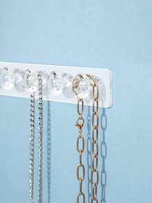 1pc Acrylic Necklace Holder Wall Mount Jewelry Storage Rack With 12 Diamond Shaped Hooks, Gift For Girls & Women - Clear - View 3