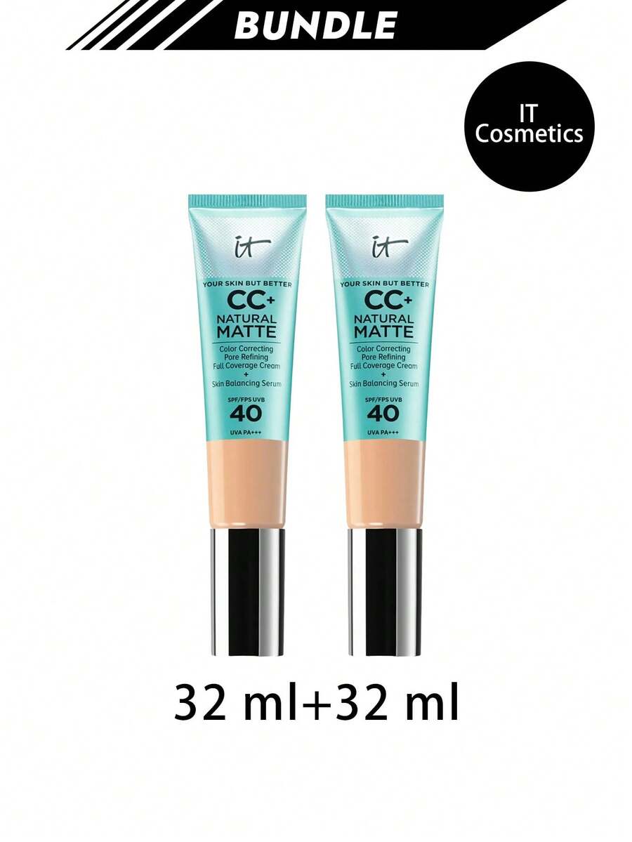 IT Cosmetics [Bundle] CC+ Cream Natural Matte Foundation SPF40 Light Medium 32 Ml X 2 - Light Medium - View 1