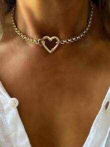 1pc Gold Horseshoe Double Buckle Luxury A-Z Letter Necklace, Unique Lock Buckle Letter Tag Rhinestone Pendant Chain, Women's Daily Commute Decoration - Yellow Gold - View 21