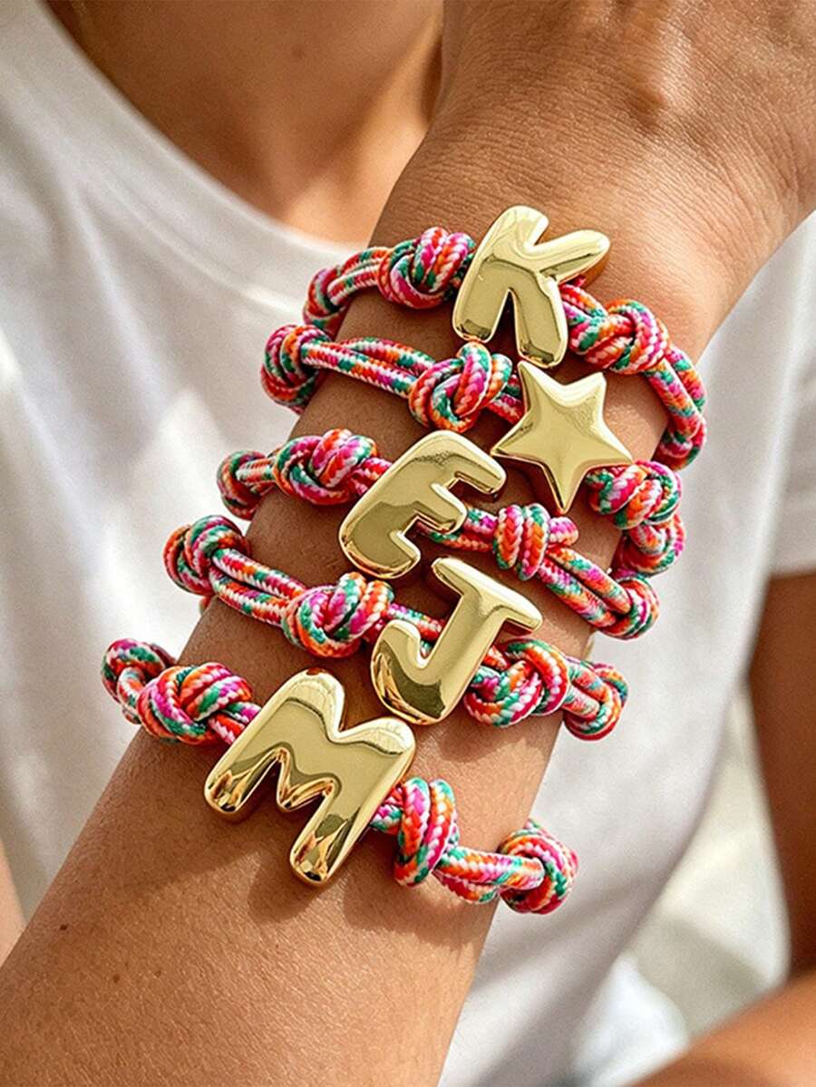 Fashion Dopamine Copper 26-Letter Colorful Knitted Beaded Handwear - Multicolor - View 1