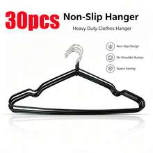 10pcs/20pcs/30pcs/40pcs Non-Slip Durable Metal Hangers With Rubber Coating, Space-Saving Hooks With Shoulder Grooves - White - View 13