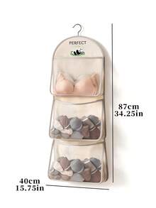 3-Tier Hanging Underwear & Socks Storage Bag, Home Clothing Organization, Dorm Closet Storage, Suitable For Closet Space Optimization, Kitchen Miscellaneous Item Classification And Bathroom Storage. Breathable Mesh Design, Moisture-Proof And Odor-Resistant With Clear Visibility Of Contents; Multi-Compartment Partition Logic For Precise Classification Of Underwear, Socks And Miscellaneous Items. - Multicolor - View 10