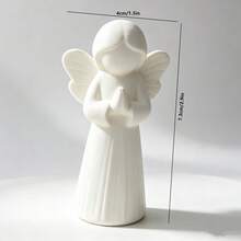 1pc White Minimalist Praying Angel Statue | Plastic Material, 3D, Perfect Gift For Family, Friends, Classmates And Children, Suitable For Living Room, Bedroom, Dining Room - Angel - View 2