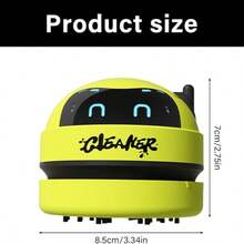 TOUCHBeauty Cute Robot Mini Desktop Vacuum Cleaner, One-Touch Start, 360° No Blind Spots, USB Rechargeable, Desktop Dust Remover, Suitable For Eraser Crumbs, Paper Scraps, Keyboard Cleaning, Student Study Desk Tool - A - View 4