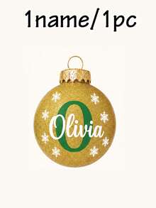 Custom Initial Christmas Ball Ornament, Personalized Holiday Tree Hanging Decor, Sparkly Red Green Bauble, Customized Name Family Keepsake Gift, Customizable Xmas Ornament For Home, Party & Gift Giving, Christmas Decorations, Merry Christmas, Family - Style D - View 13